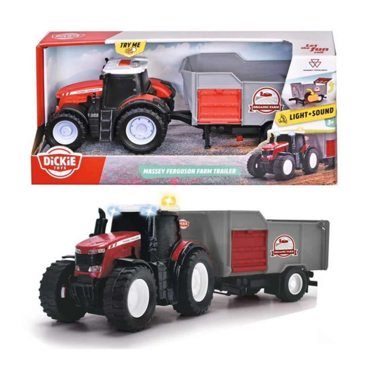Dickie Toys Massey Ferguson Farm Trailer with Lights