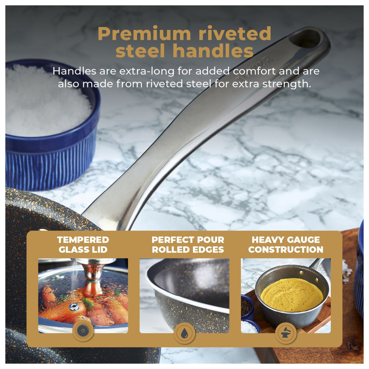 Tower Cerastone Pro 20cm Saucepan with Glass Lid