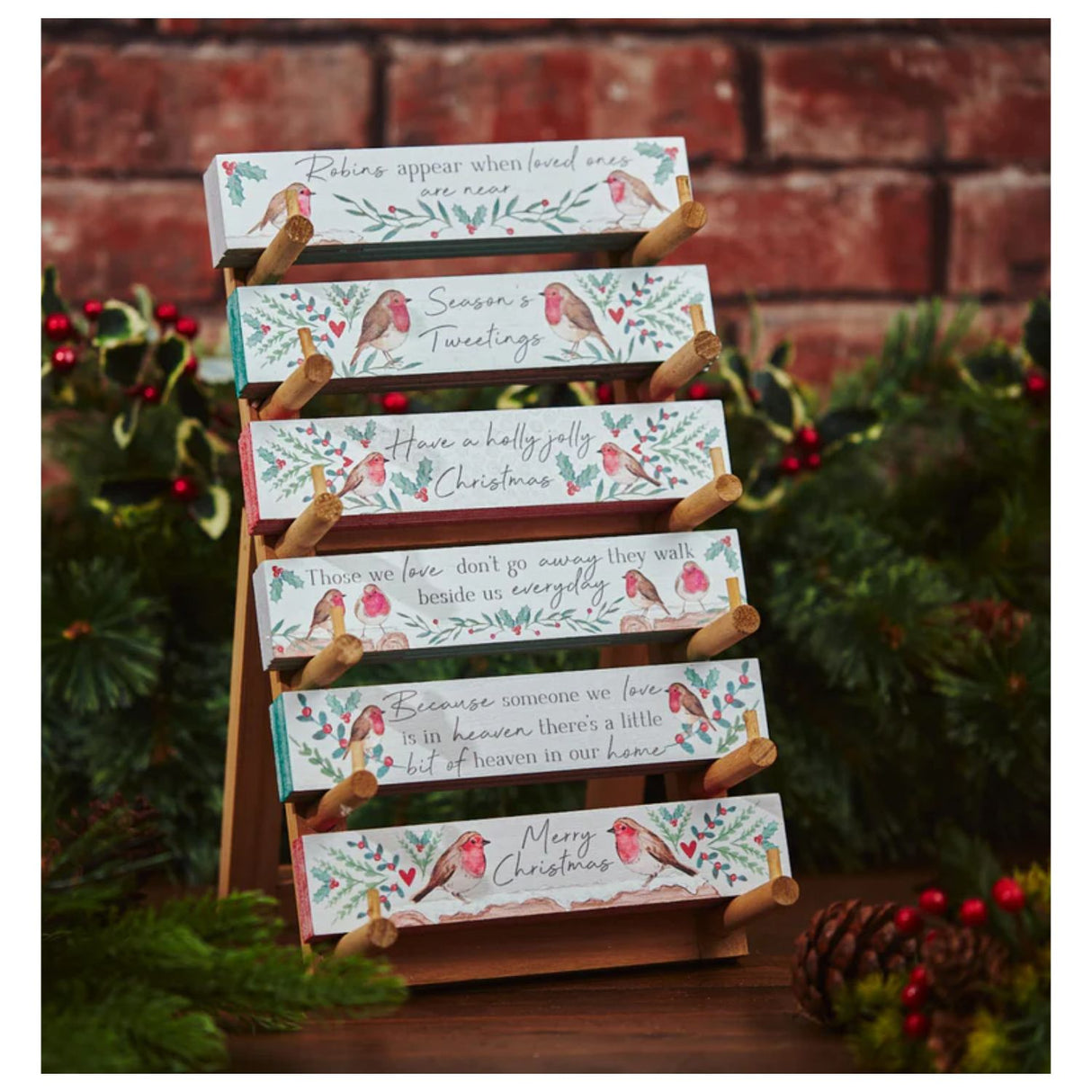 Richard Langs 20cm Christmas Assorted Robin Tabletop Block