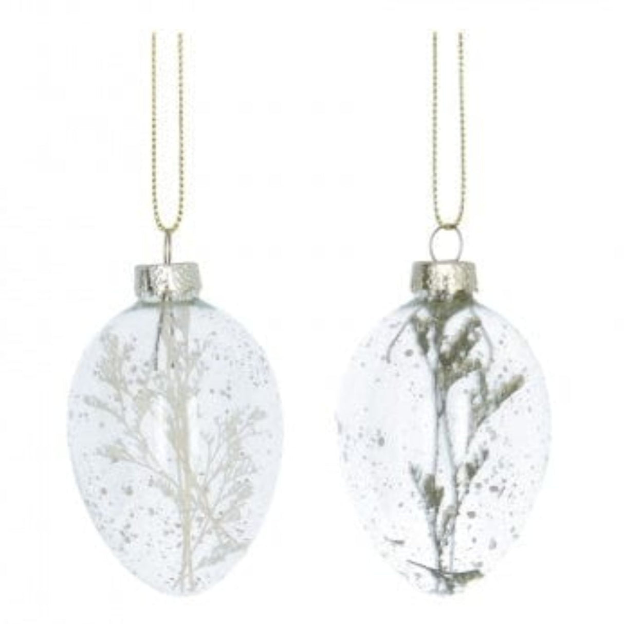 Gisela Graham Glass Egg with Dried Flowers Hanging Decoration (Choice of 2)