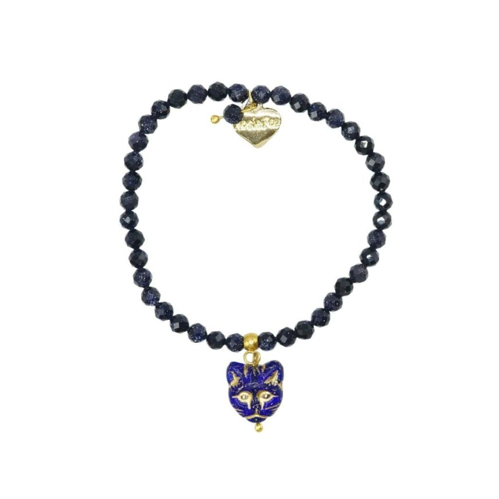 Rosie Fox Navy Starstone Bohemian Gold Cat Bracelet