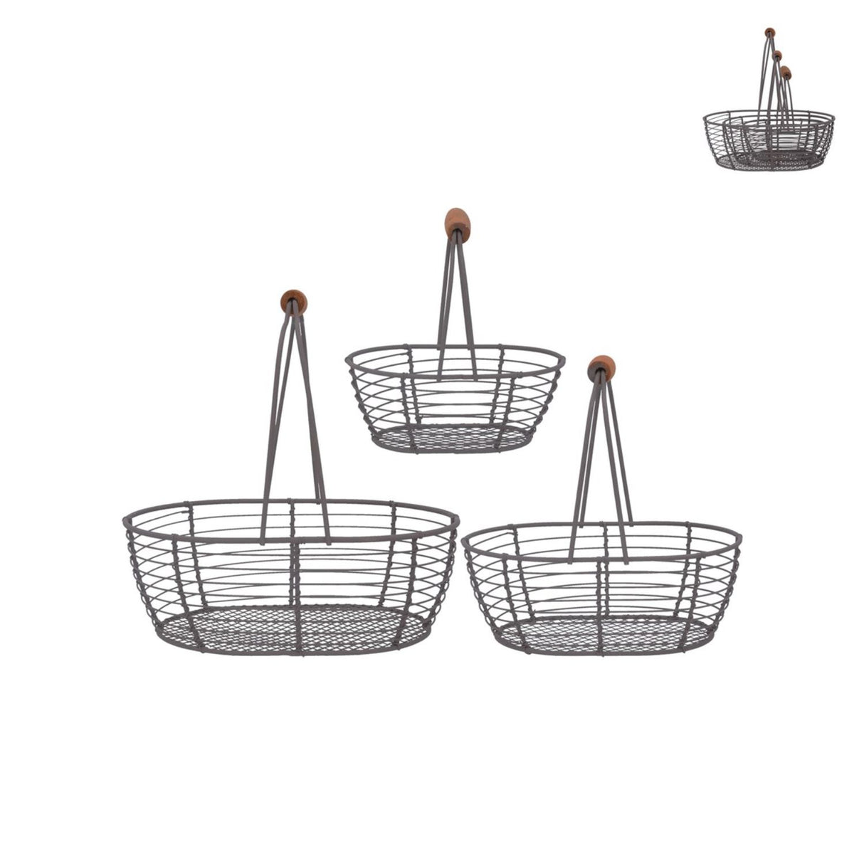 Gisela Graham Metal Wire Baskets (Set of 3)