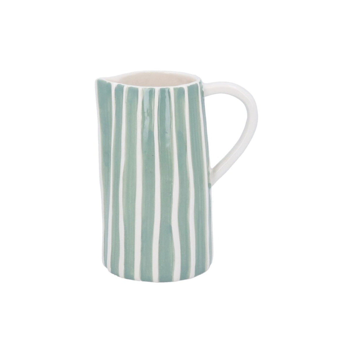 Gisela Graham Sage Stoneware Medium Striped Jug
