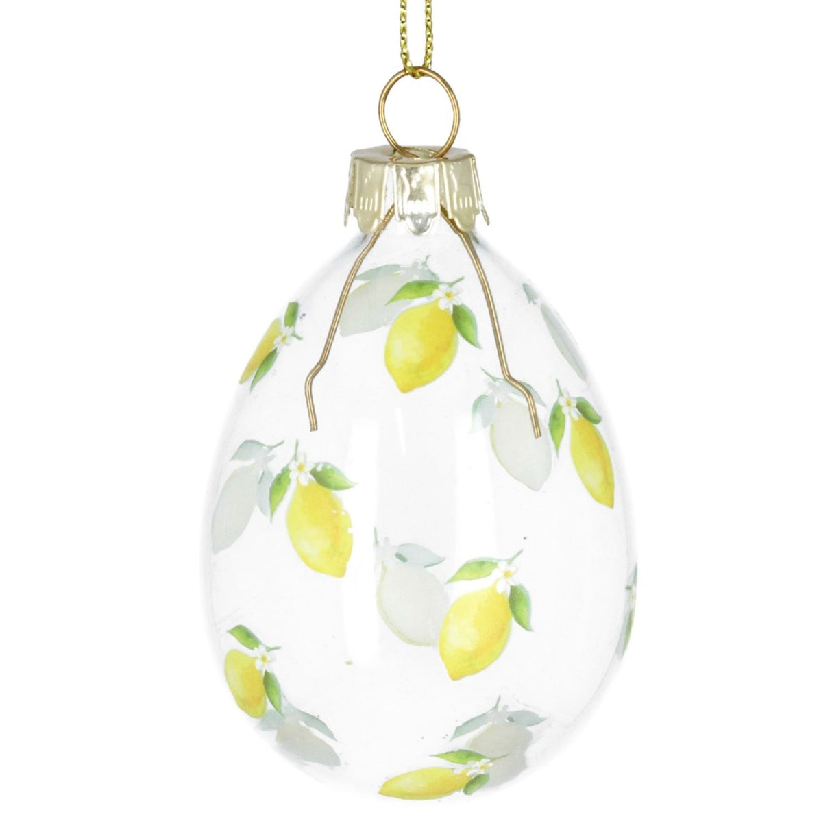 Gisela Graham Lemon Glass Egg Hanging Decoration