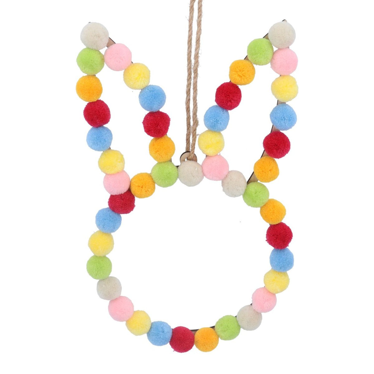 Gisela Graham Bright Pom Pom Bunny Head Hanging Decoration