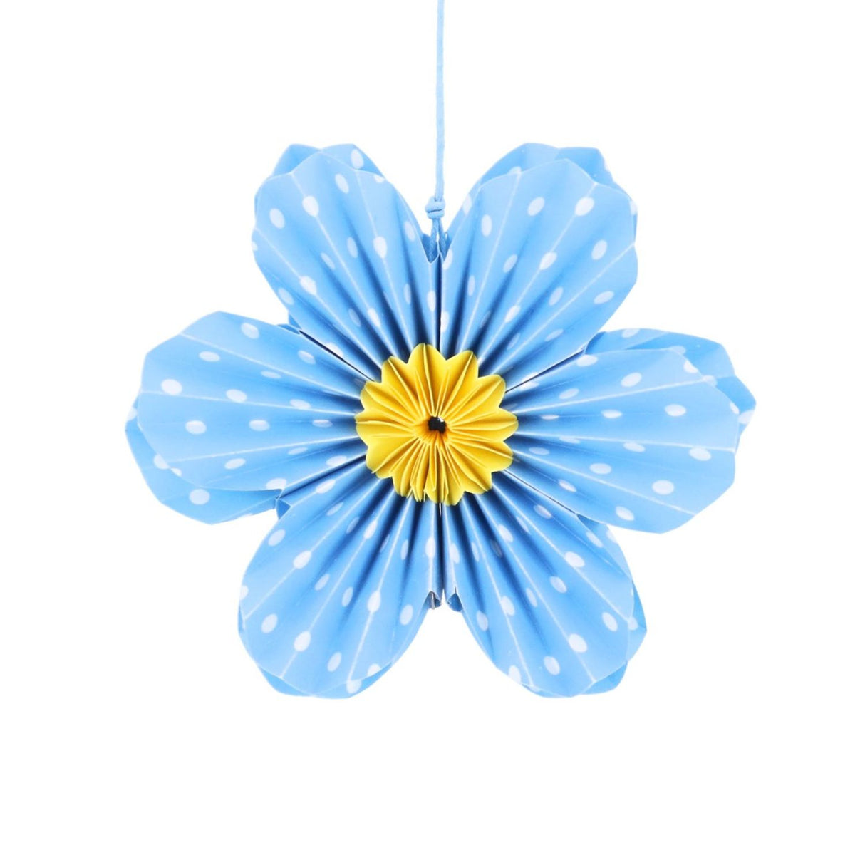 Gisela Graham Blue Polka Dot Paper Flower Hanging Decoration