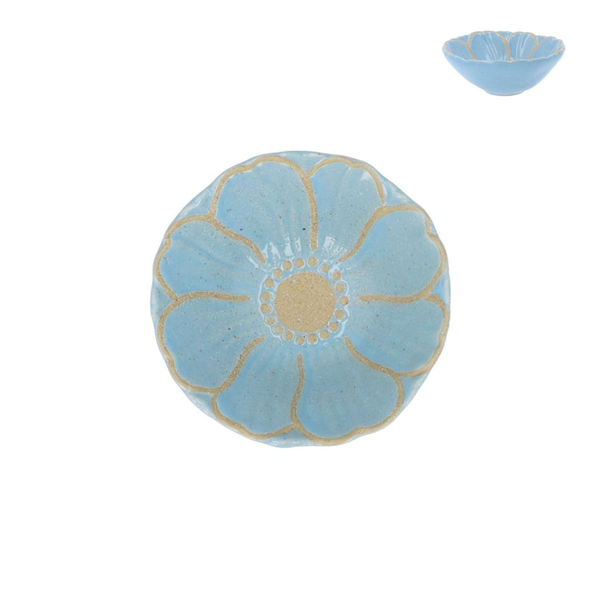 Gisela Graham Blue Stoneware Flower Pattern Mini Bowl