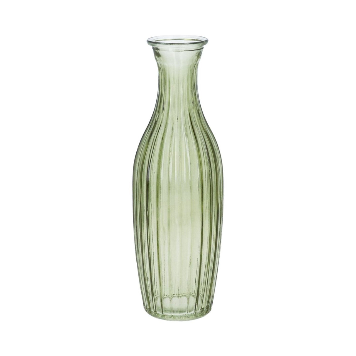 Gisela Graham Olive Green Ribbed Glass Vase