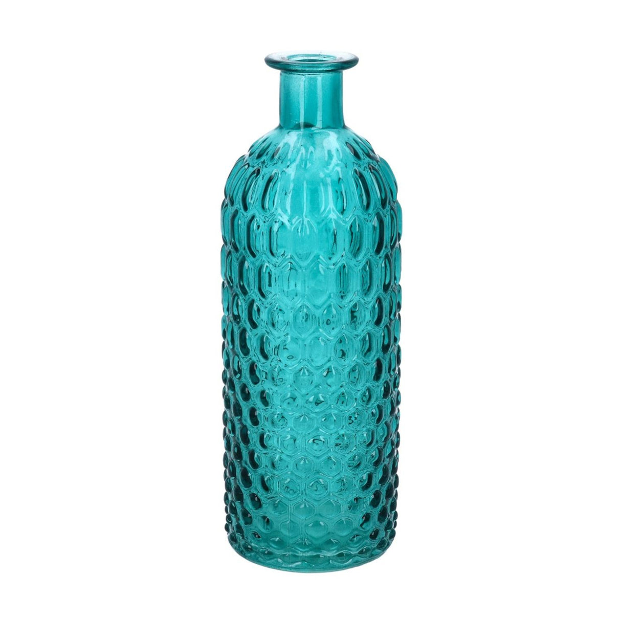 Gisela Graham Small Teal Glass Honeycomb Vase