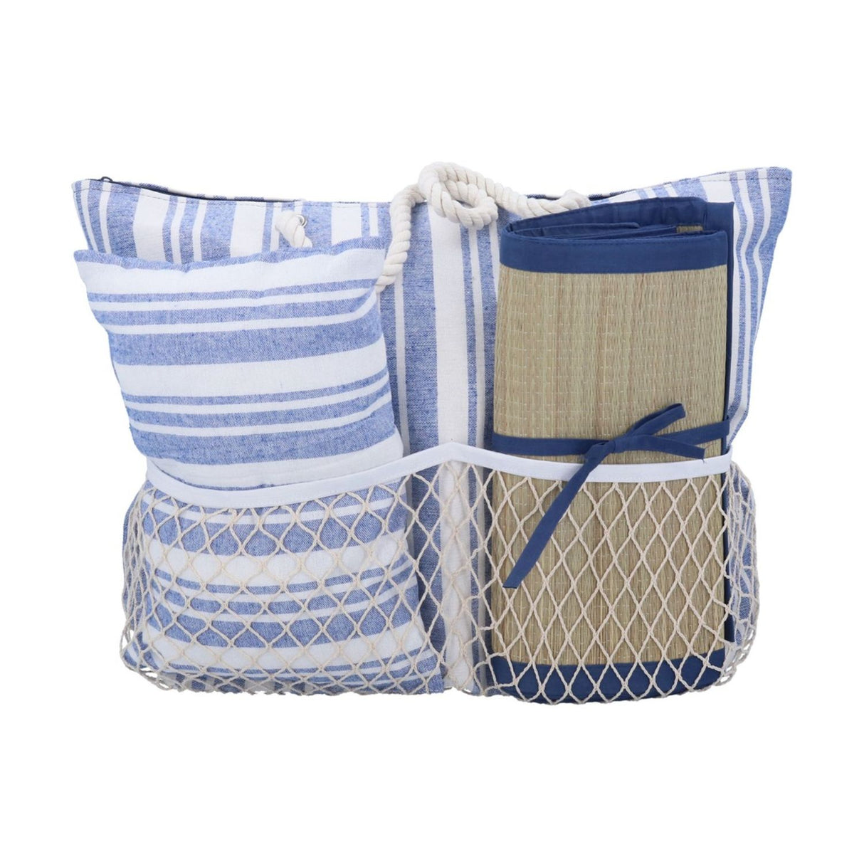 Gisela Graham Blue Stripe Beach Bag Set