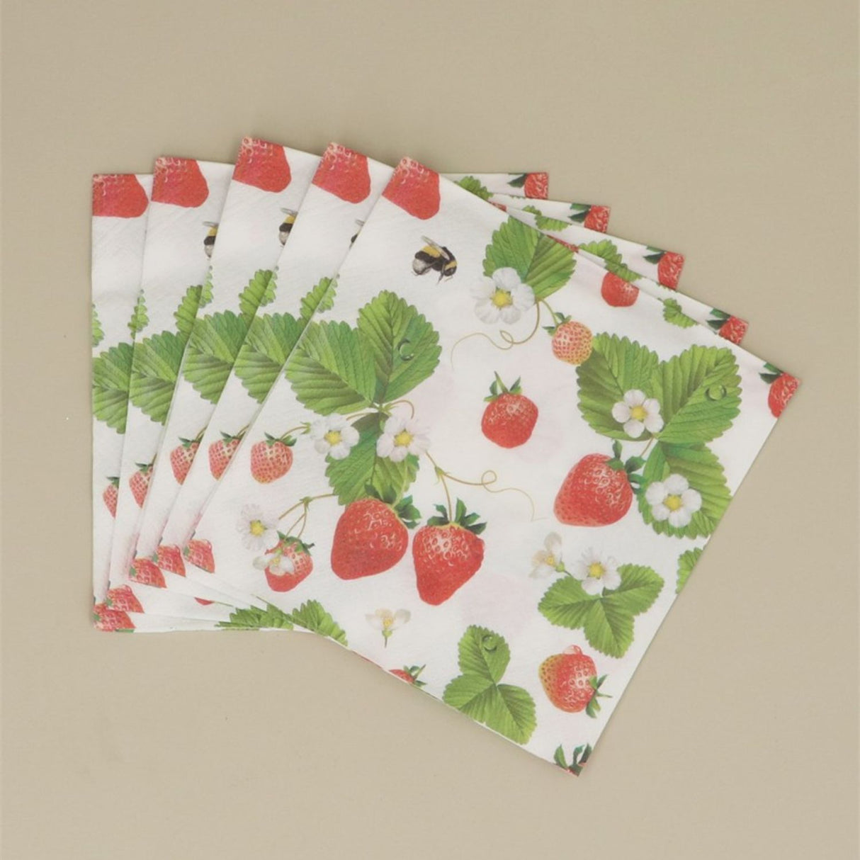 Gisela Graham Strawberry Flowers Paper Napkin (Pack of 20)