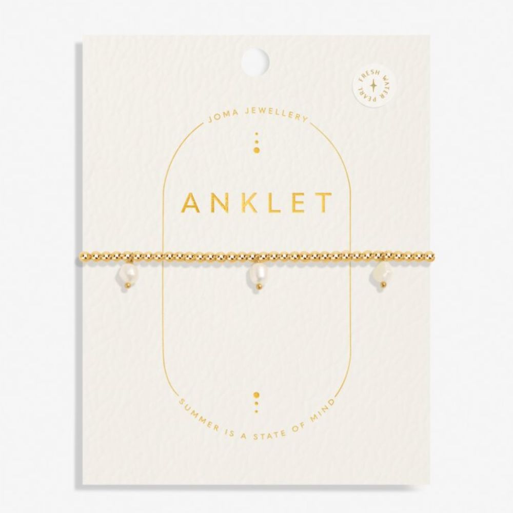 Joma Jewellery Three Pearl Anklet In Gold Plating