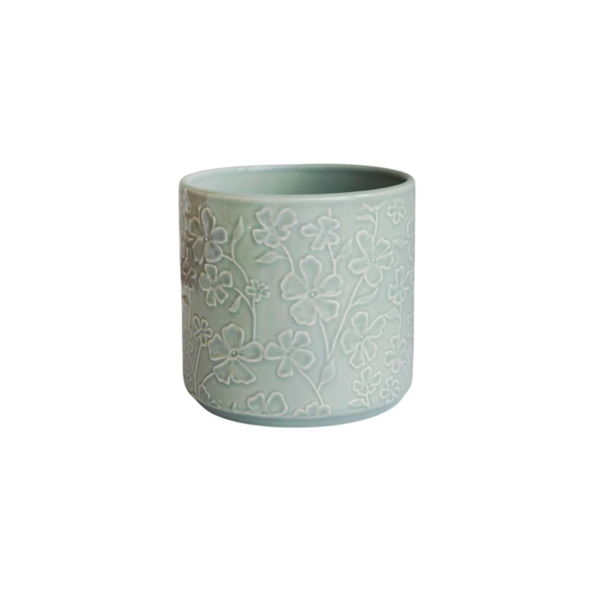 Ivyline 13cm Betsy Embossed Mint Floral Planter