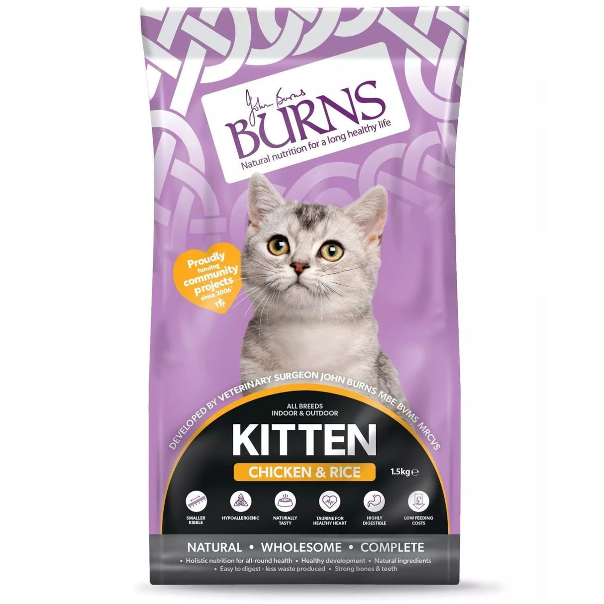 Burns Kitten 1.5kg Chicken & Brown Rice Cat Food