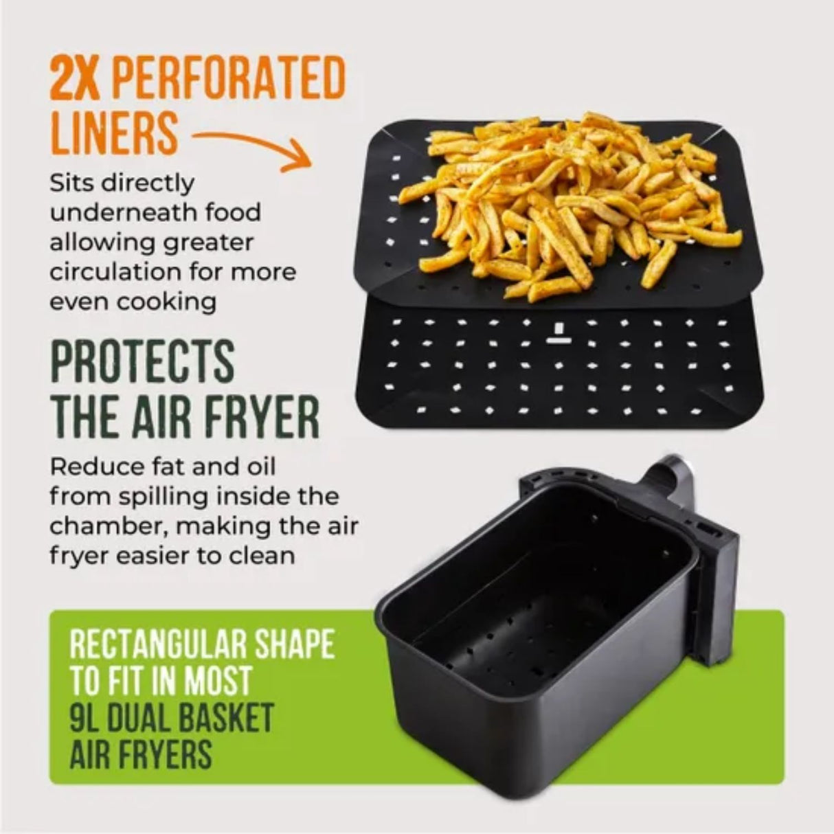 Tower 9L Dual Air Fryer Liner (Pack of 2)