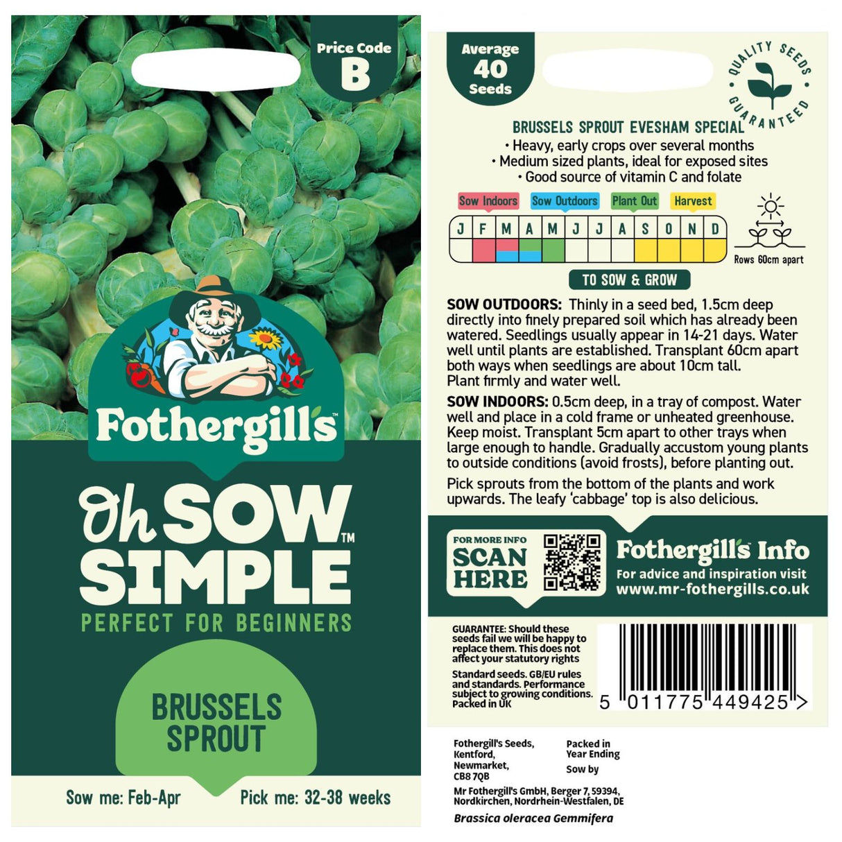 Fothergills Oh Sow Simple Brussel Sprout Vegetables Seeds