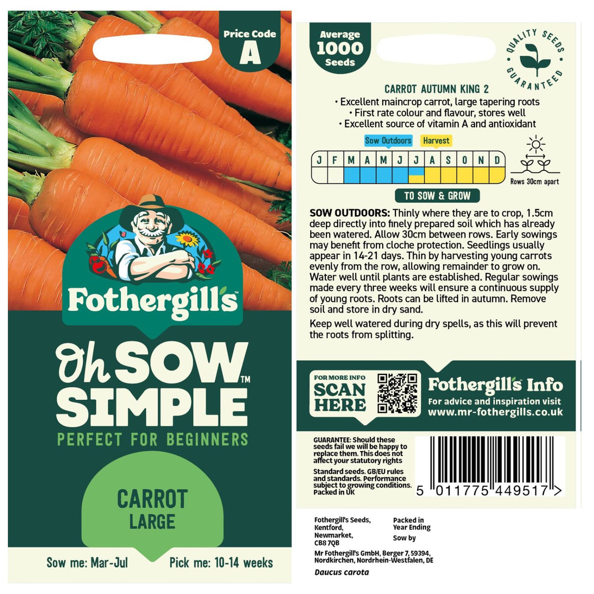 Fothergills Oh Sow Simple Large Carrot Vegetables Seeds