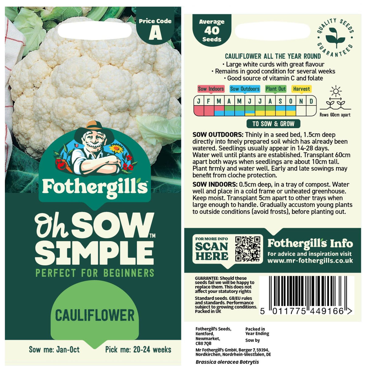Fothergills Oh Sow Simple Cauliflower Vegetables Seeds
