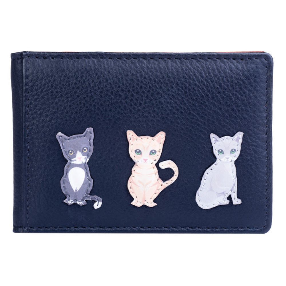 Mala Leather Best Friends Black Sitting Cats ID / Travel Card Holder