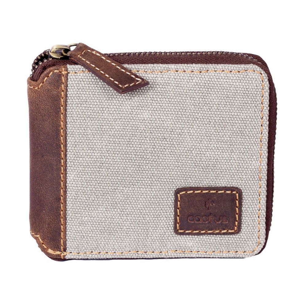 Mala Leather Grey Cactus Zip Around Wallet