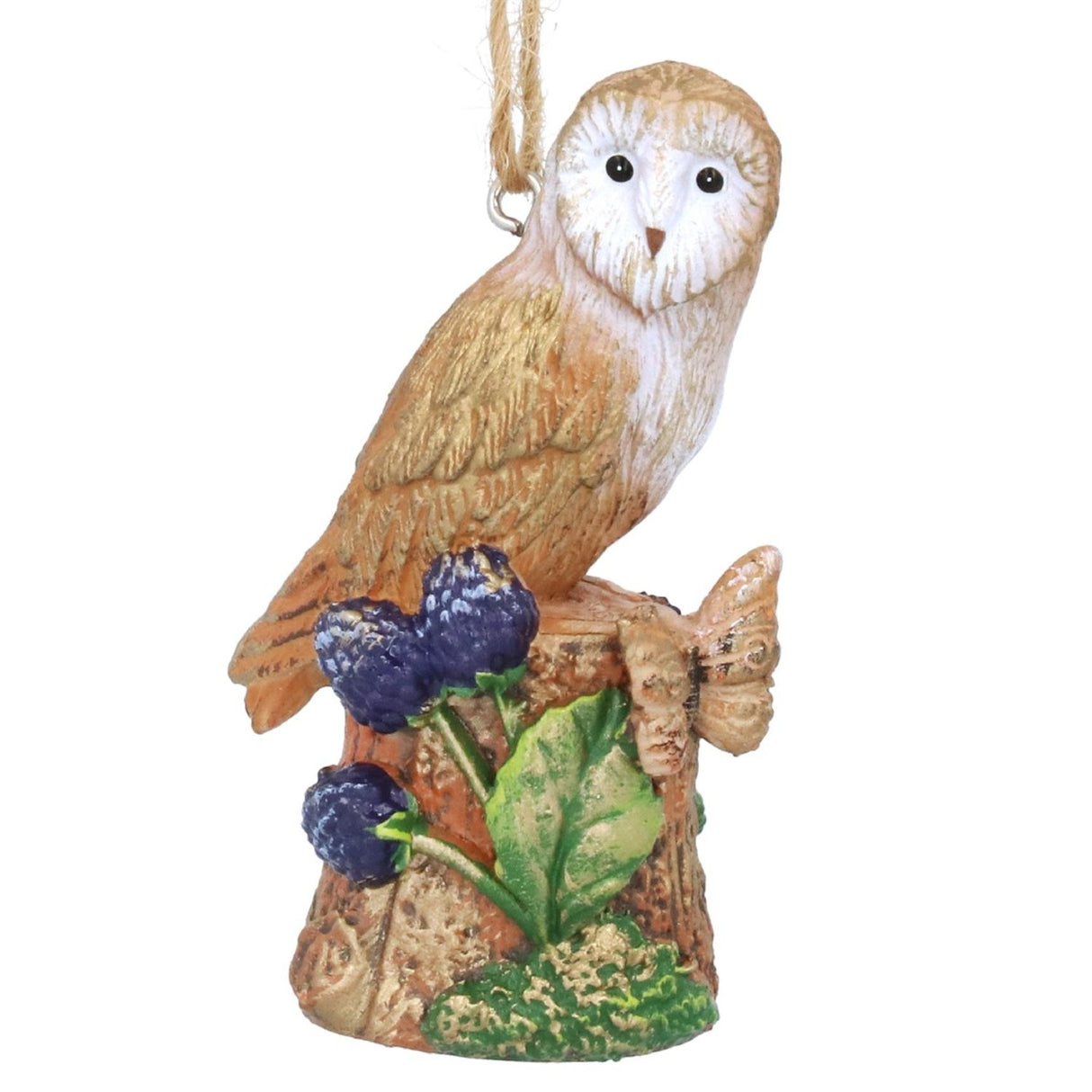 Gisela Graham Resin Owl on Log Hanging Decoration