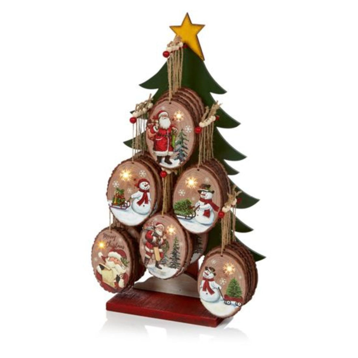 Premier 12cm Lit Wooden Tree Decoration (Choice of 6)