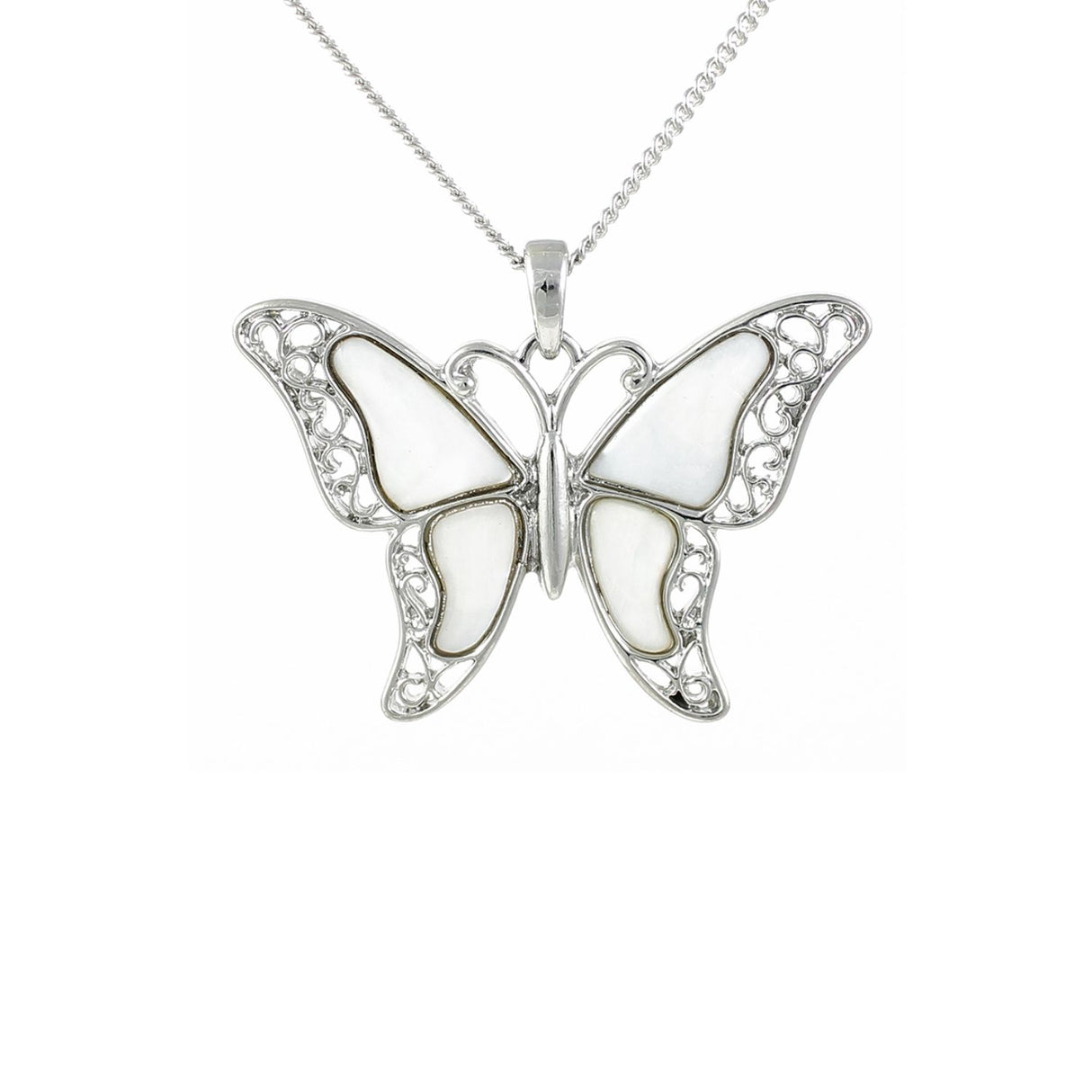 Lila Jewellery Paua Shell Pendant White Butterfly