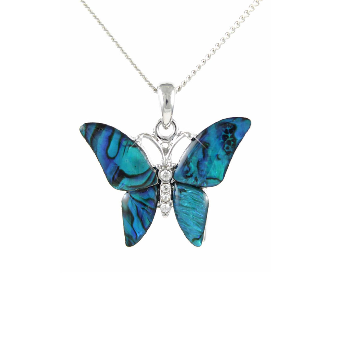 Lila Jewellery 16" Paua Shell 39mm Butterfly Pendant