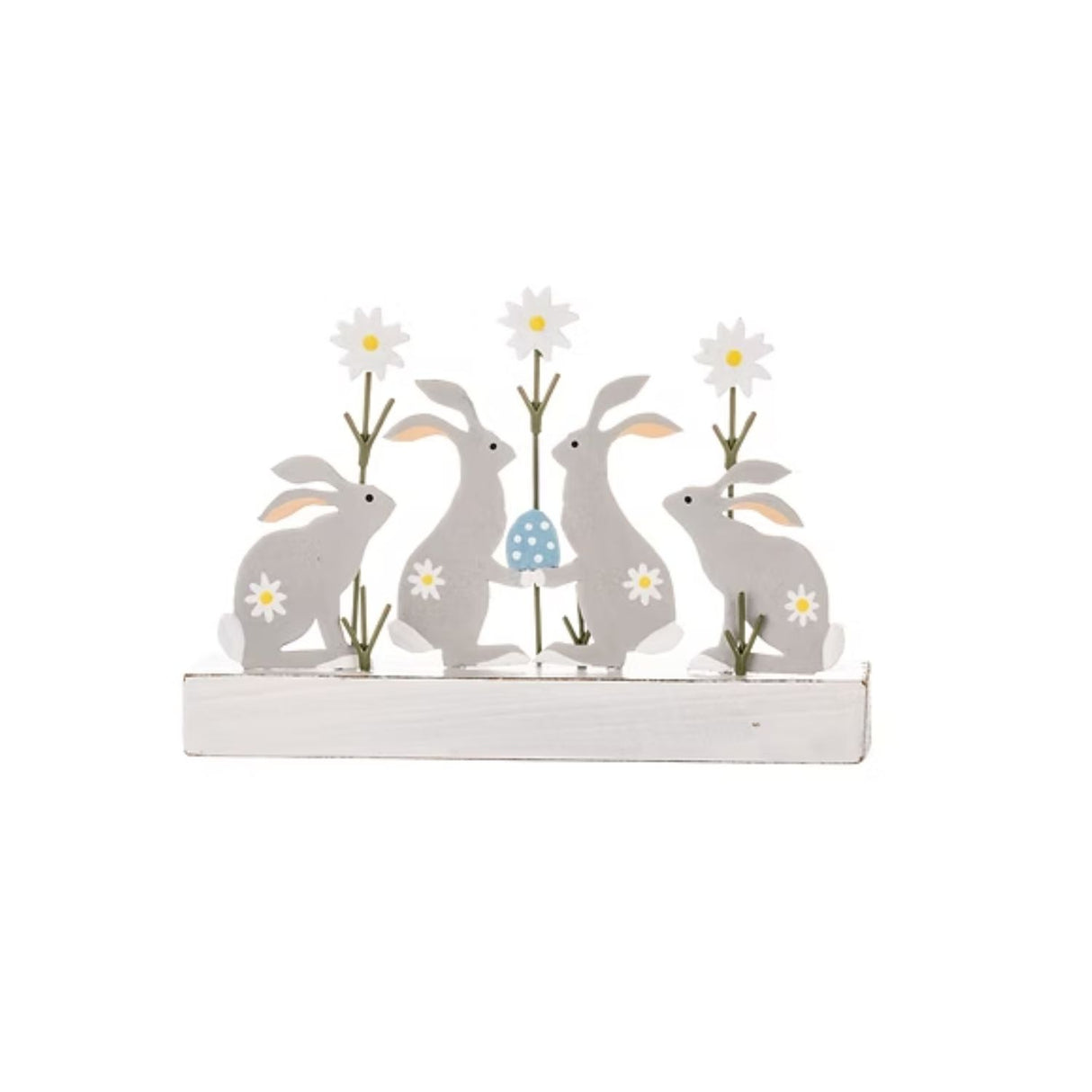 Shoeless Joe Bunnies with Daisy Block Decoration