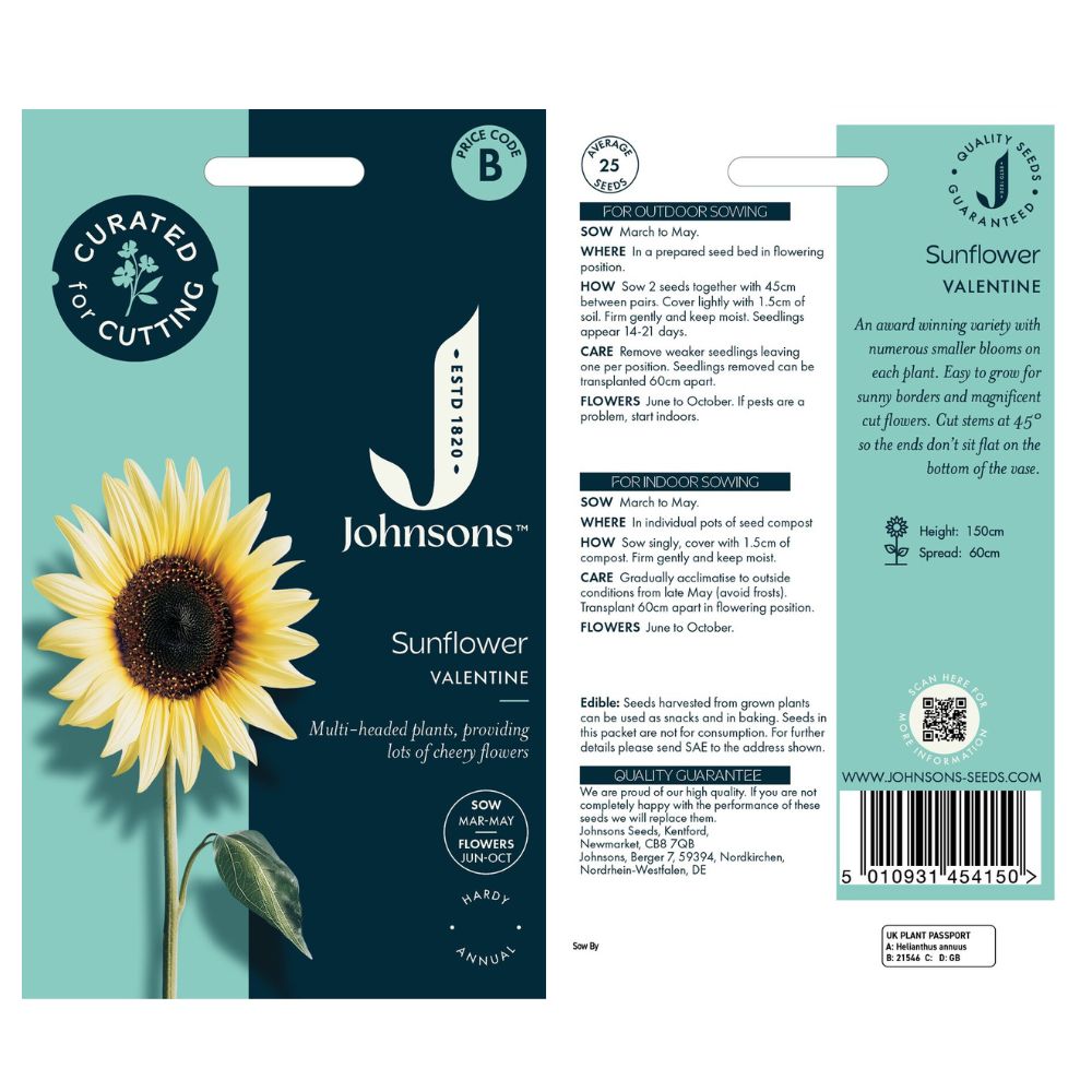 Johnsons 'Valentine' Sunflower Seeds
