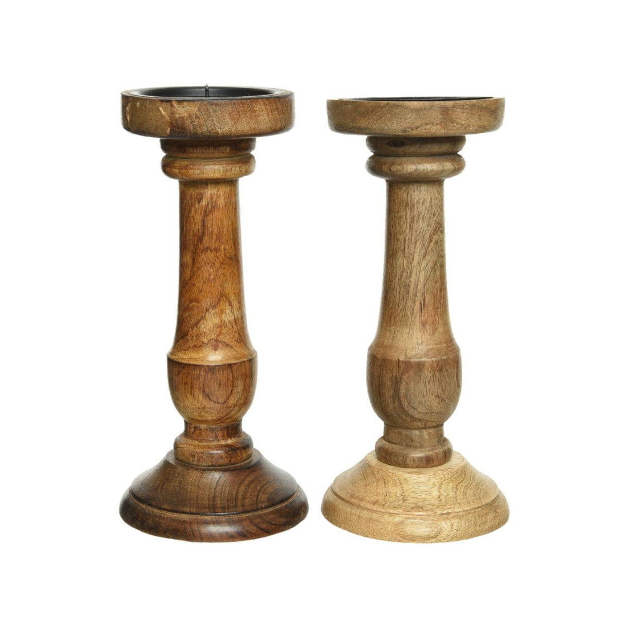 Kaemingk 25cm Mangowood Candleholder (Choice of 2)