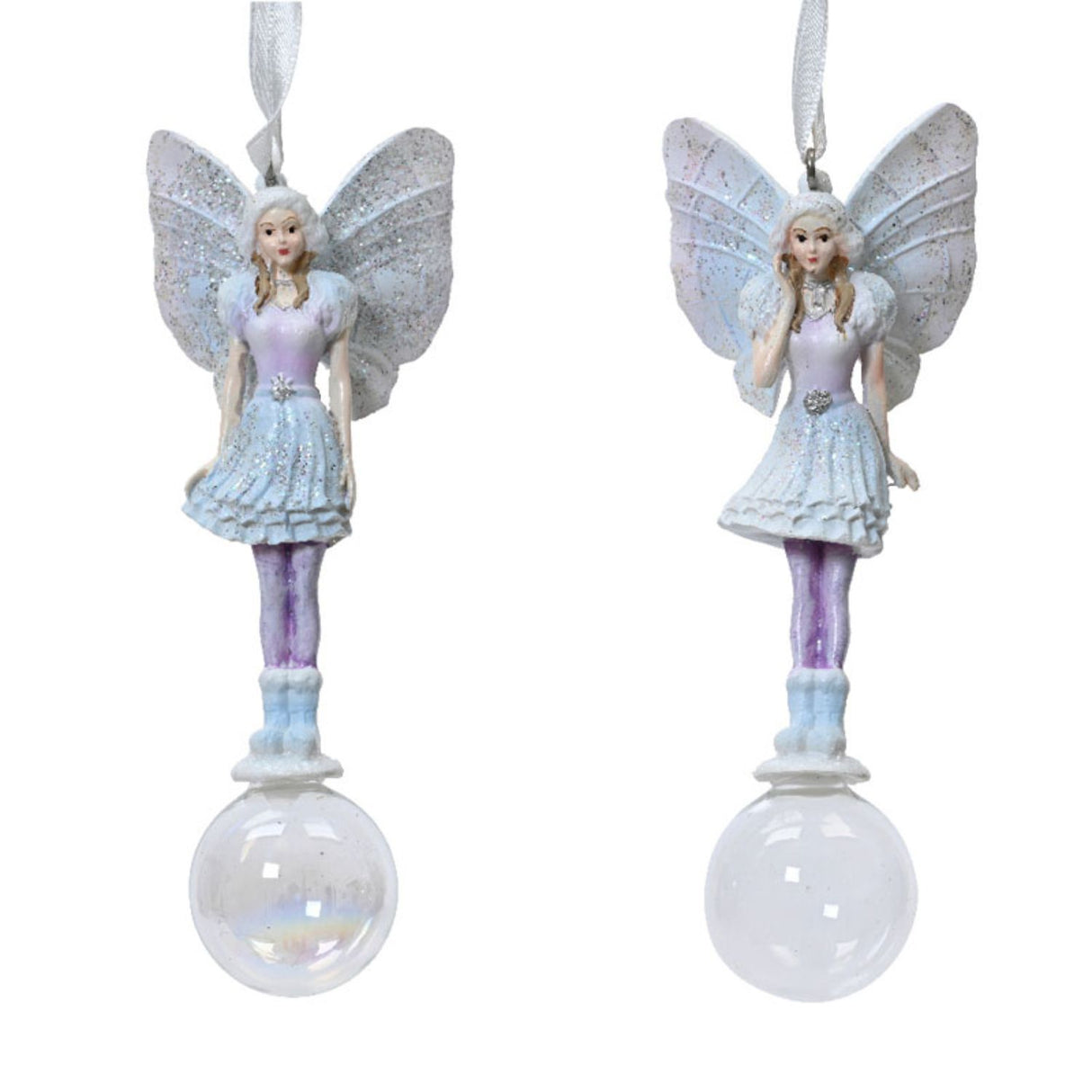 Decoris Hanging Elf with Glass Ball - White - (Choice of 2)