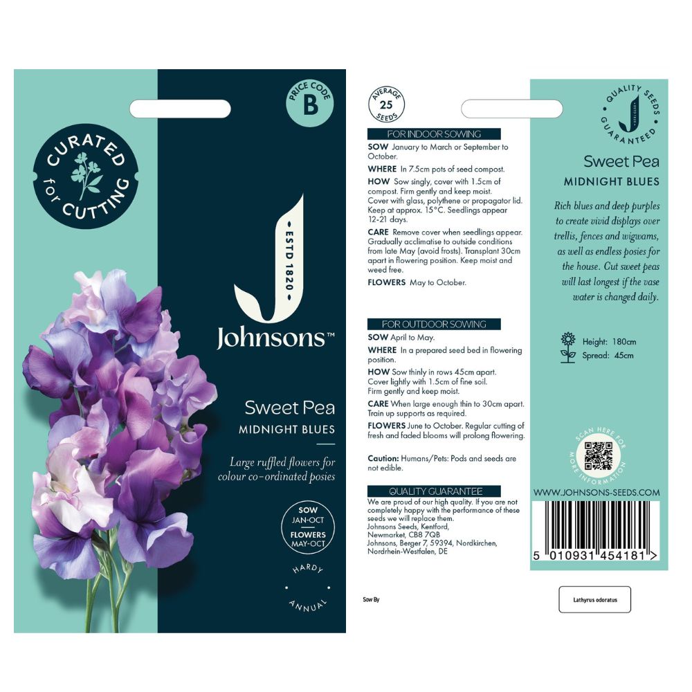 Johnsons 'Midnight Blues' Sweet Pea Seeds