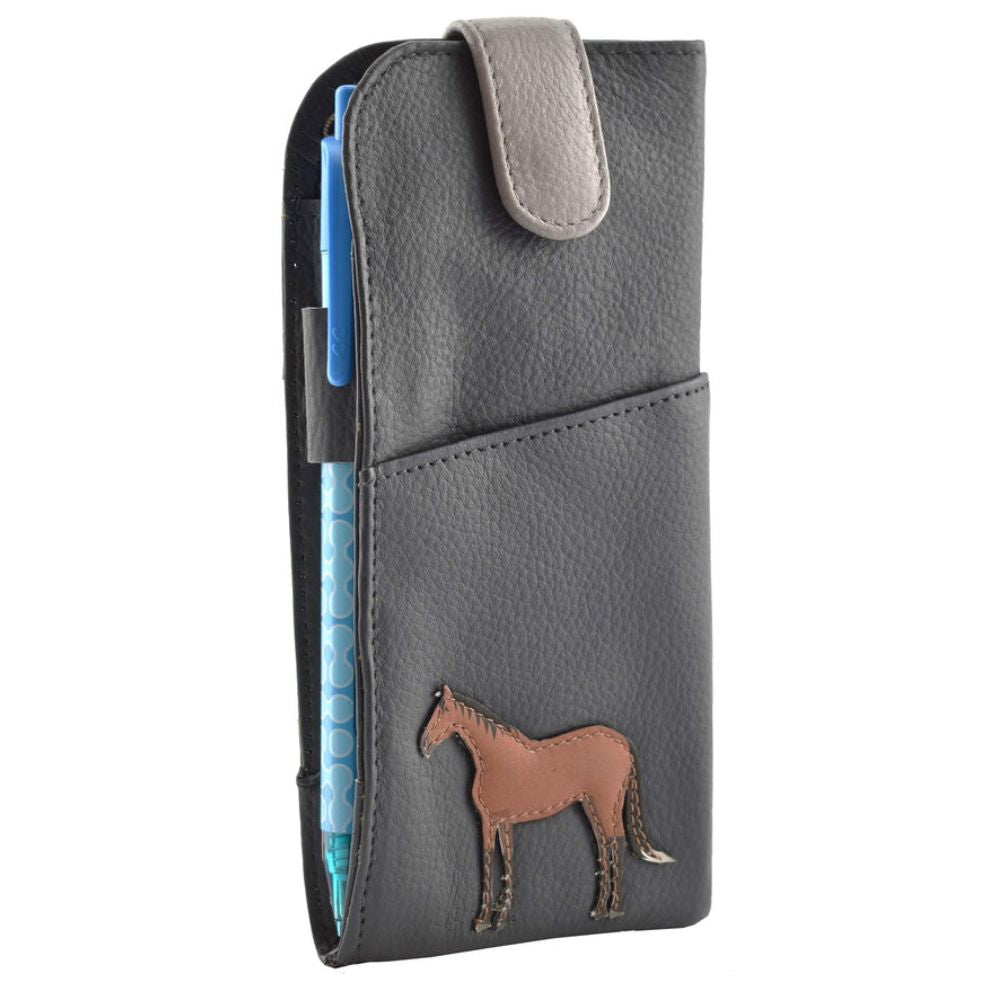Mala Leather Grey Best Friends Horses Glasses Case