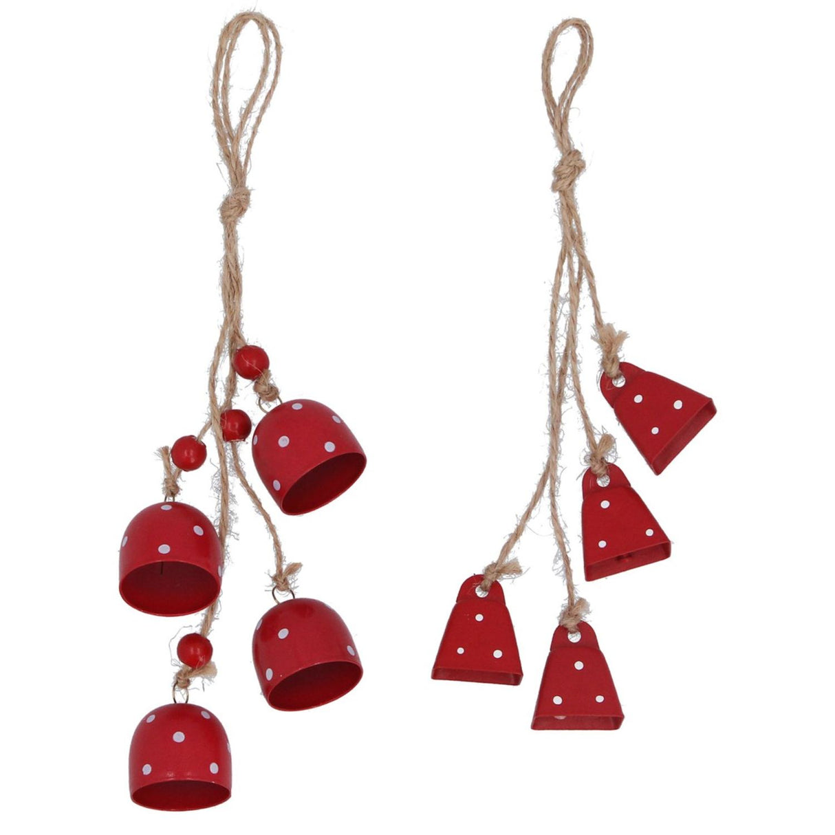 Gisela Graham Polka Dot Tin Bell Clusters - Red - (Choice of 2)