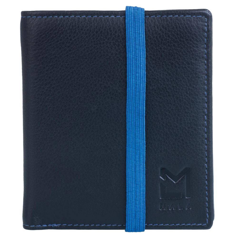 Mala Leather Black/Blue Hudson Compact Wallet