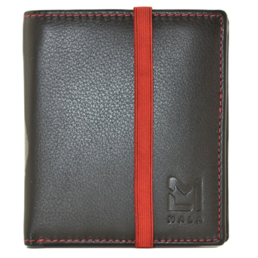 Mala Leather Black/Red Hudson Compact Wallet