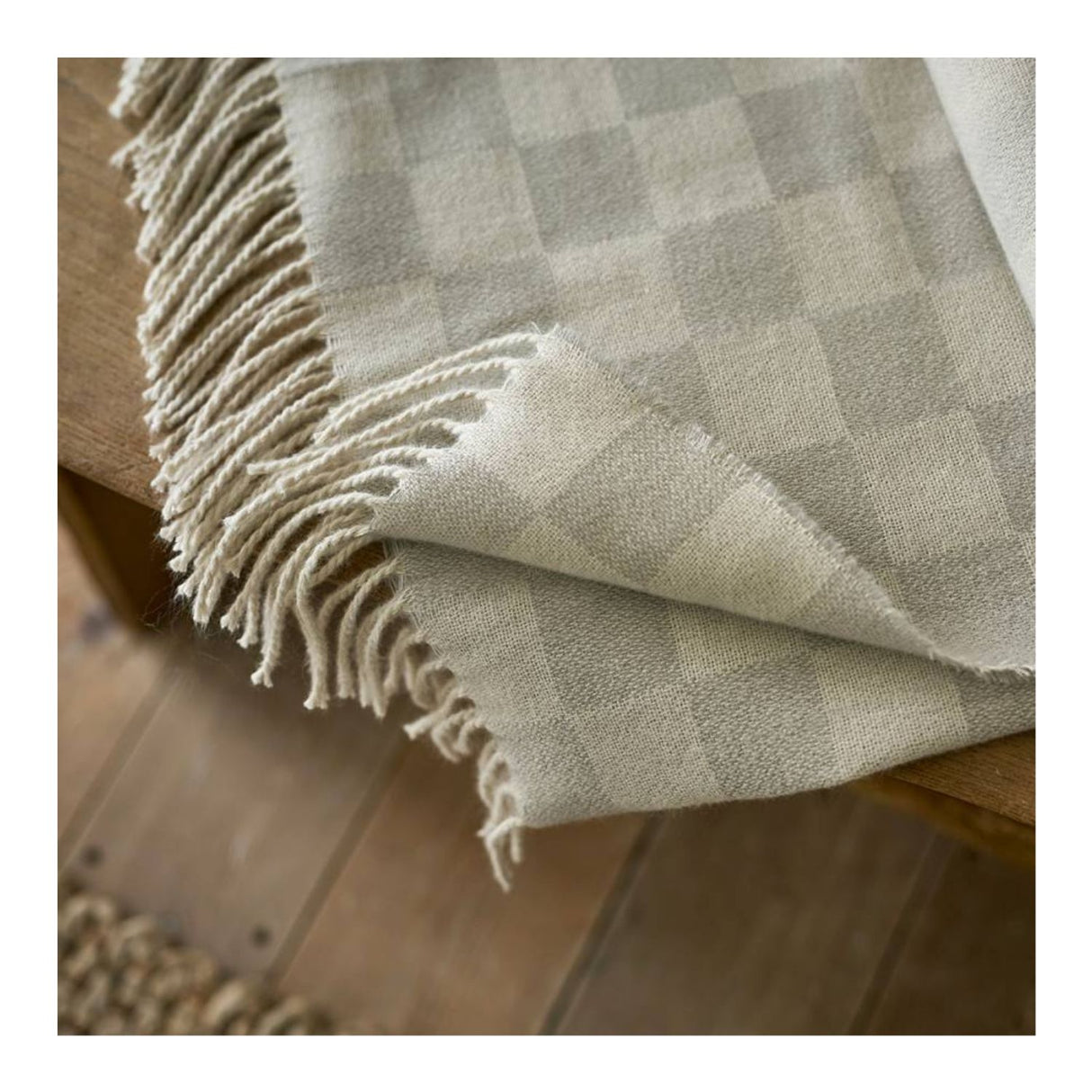 Deyongs Bruggen Yarn Dyed Woven Throw, Cream/Grey