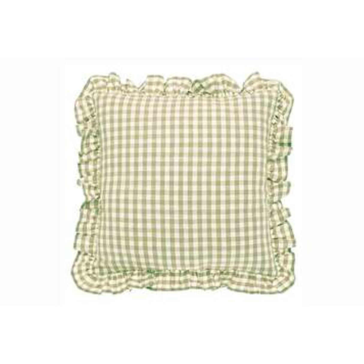 Walton & Co Pale Olive Gingham Ruffle Square Cushion