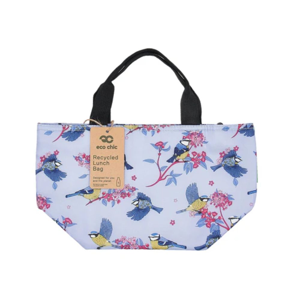 Eco Chic Lightweight Foldable Lunch Bag Blue Tits