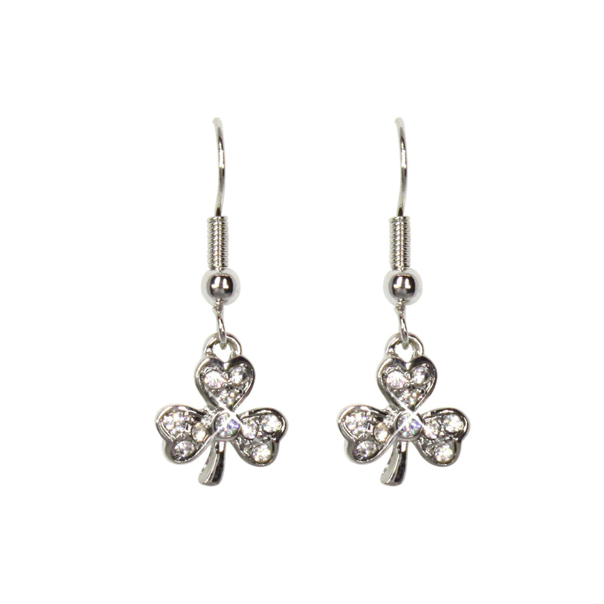 Lila Jewellery Shamrock Rhodium Drop Earrings