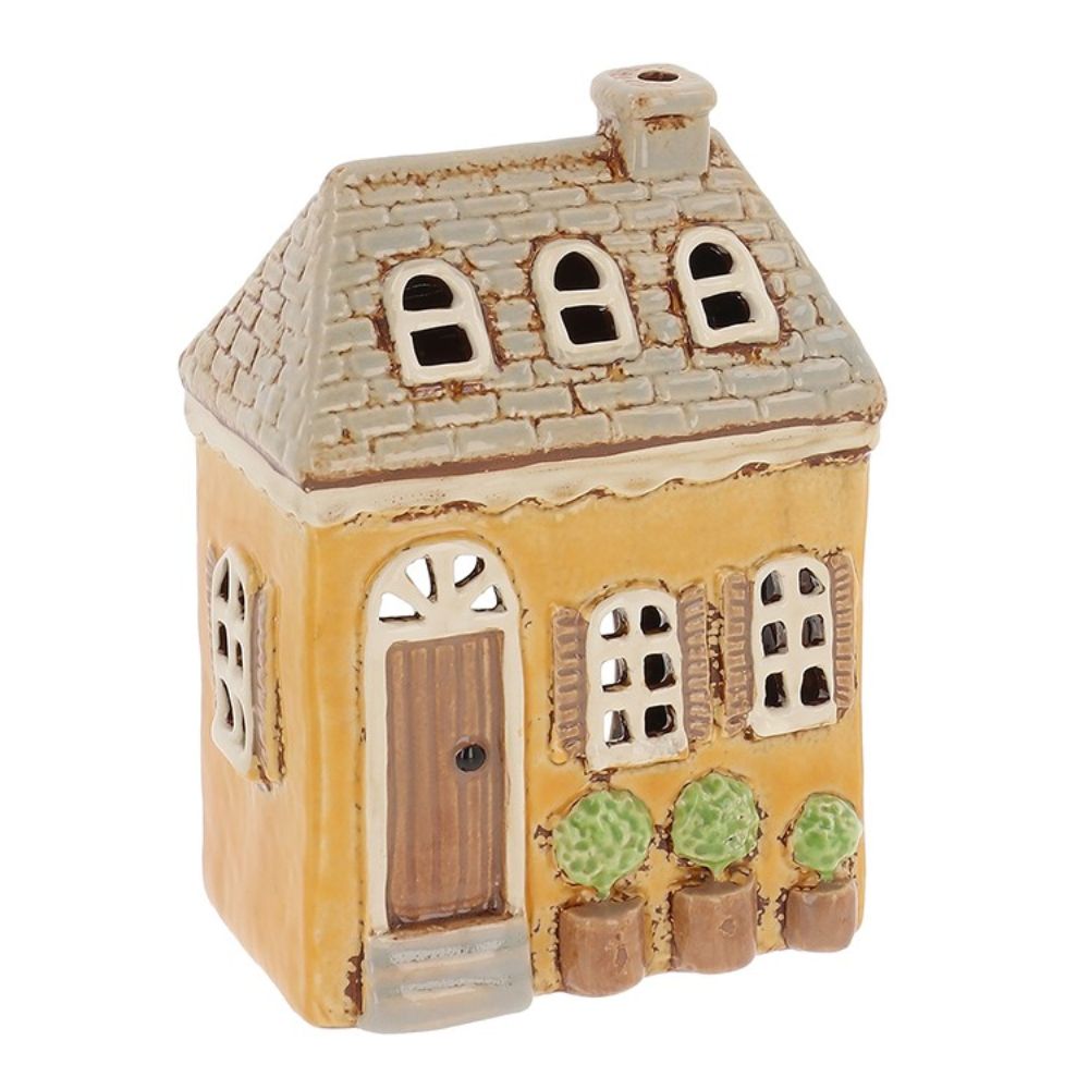 Village Pottery 11cm Yellow Shutter House Tealight