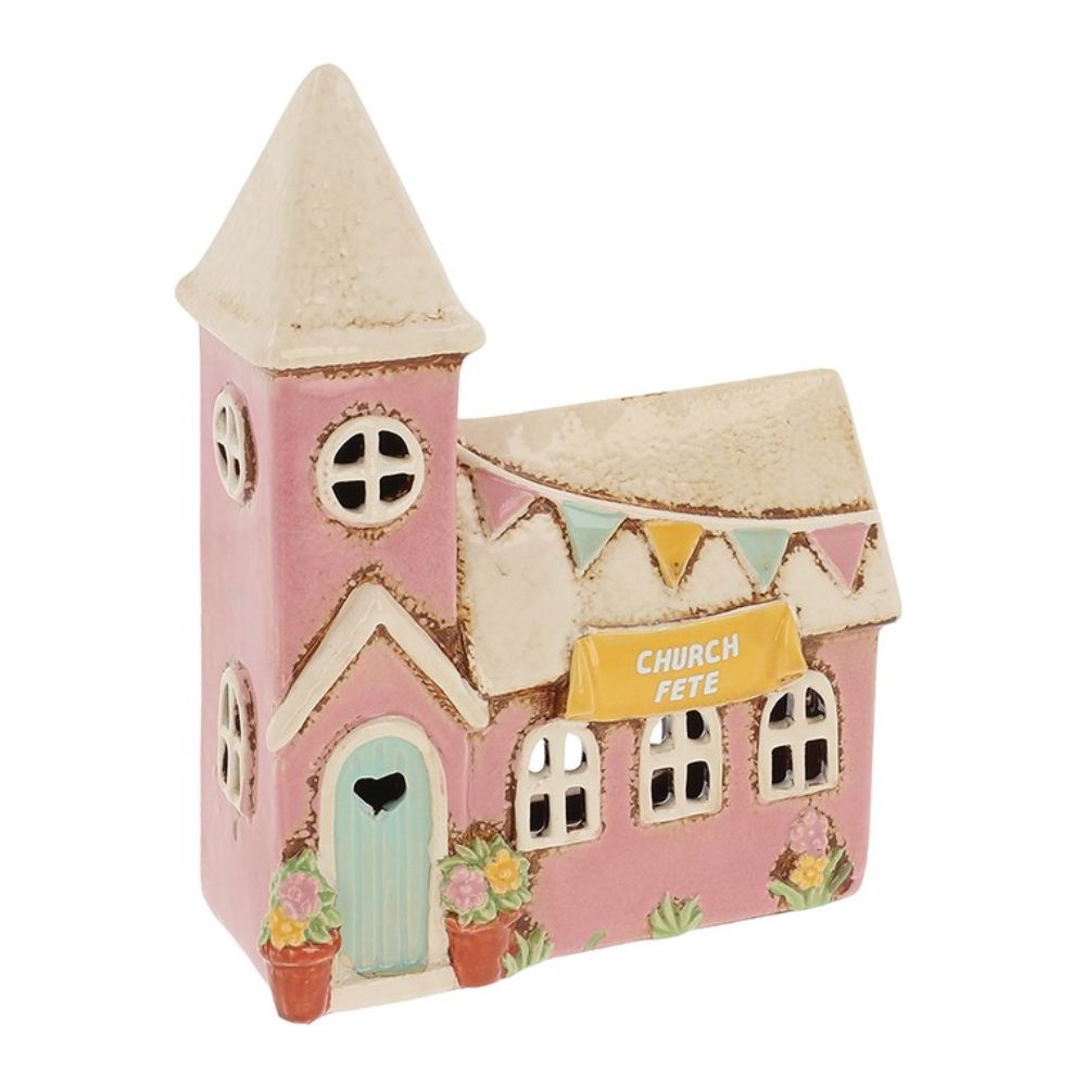 Village Pottery 14cm Garden Fete Church Tealight