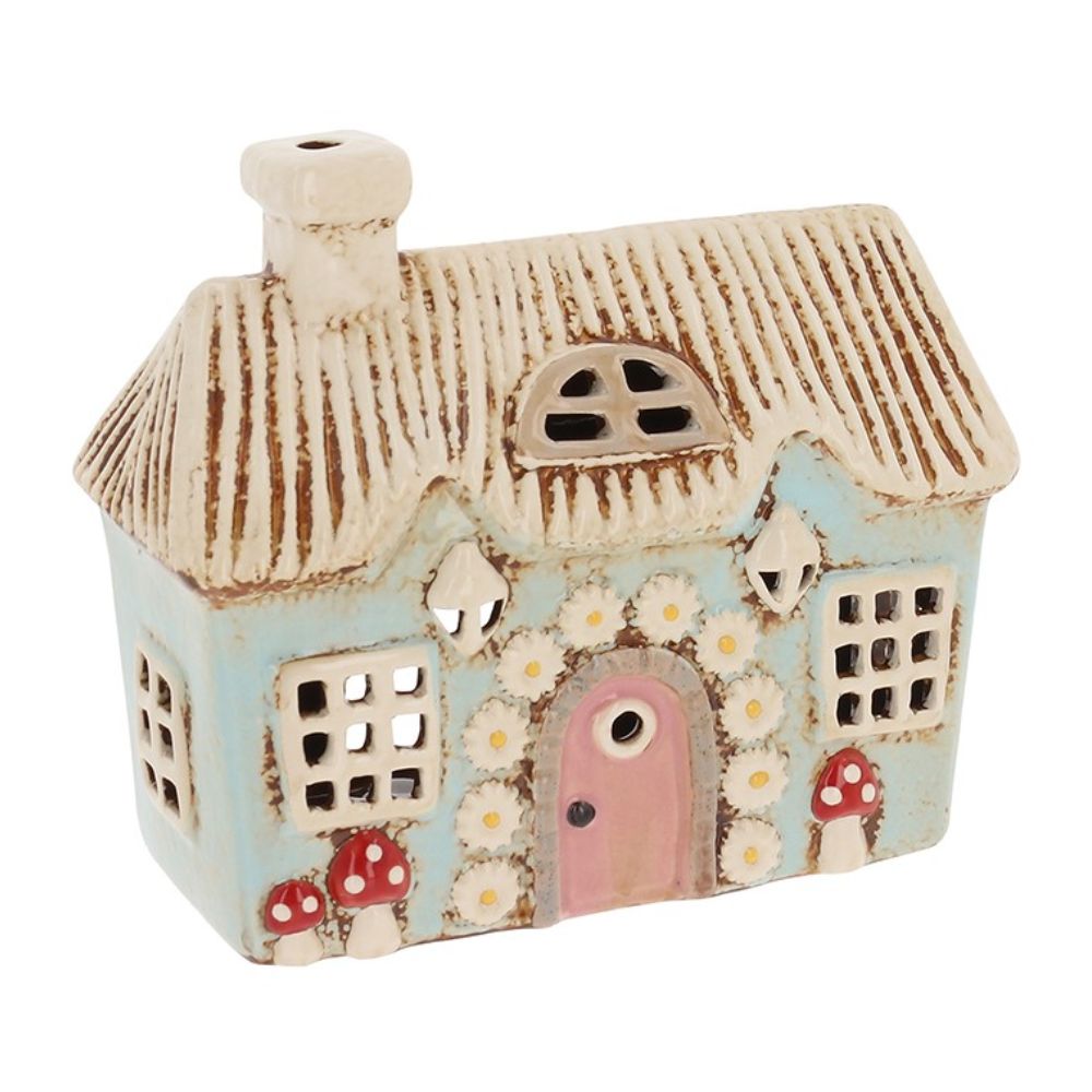 Village Pottery 15.5cm Flower Cottage Thatch Tealight