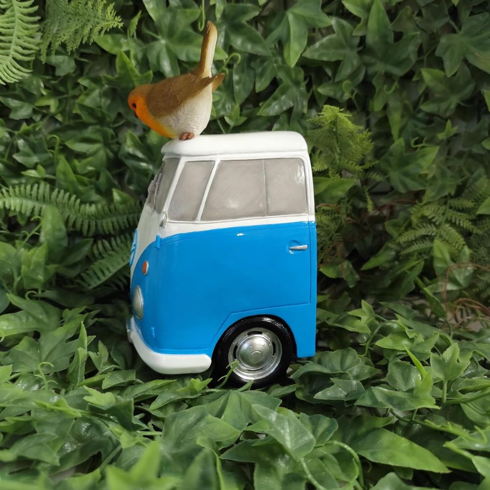 Vivid Arts 22.5cm Blue Camper Van/Robin Birdhouse - XBC-BH88-D