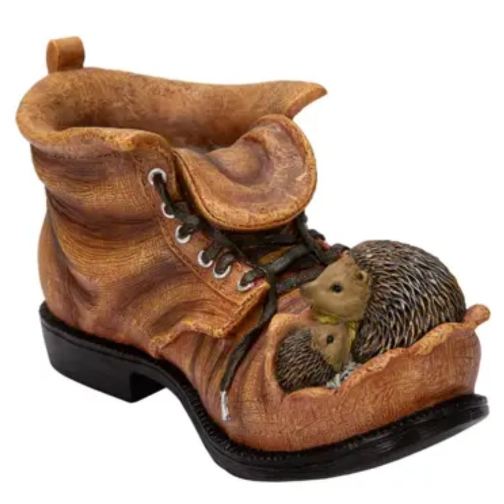 Vivid Arts 22cm Hedgehog Boot Planter Resin Ornament