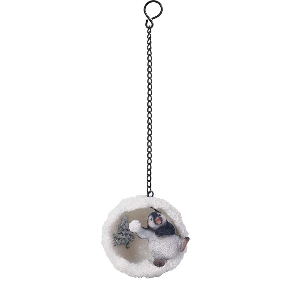 Vivid Arts 6cm Hanging Playful Penguin Mini Snowball Resin Ornament - BG-HS51-G