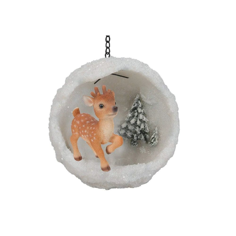 Vivid Arts 6cm Hanging Playful Reindeer Mini Snowball Resin Ornament - BG-HS55-G