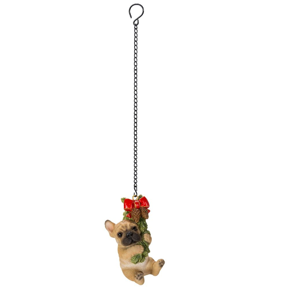 Vivid Arts Hanging French Bulldog Puppy with Wreath Pet Pals