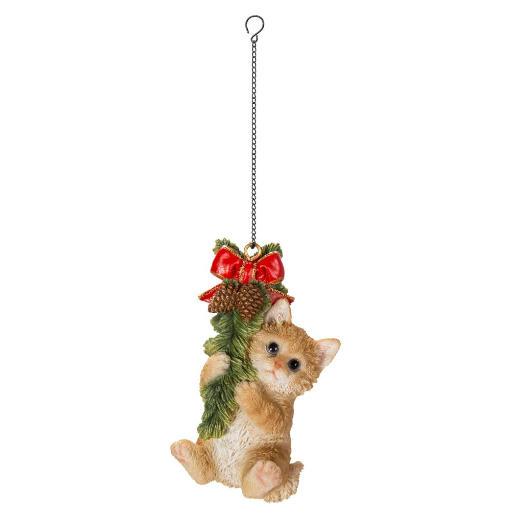 Vivid Arts Hanging Ginger Kitten with Wreath Pet Pal